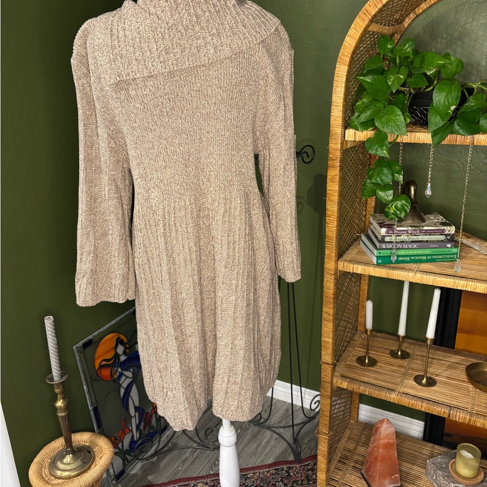 Style & Co Tan Cozy Knit Pockets Sweater Dress with Button Details - Picture 4 of 5